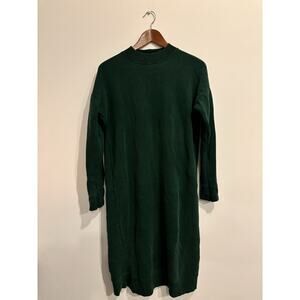 FP Beach Women’s Mock Neck Dark Green Sweatshirt Midi Dress Size S Long Sleeve